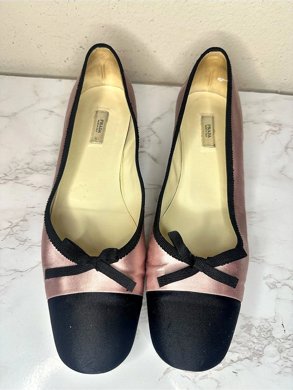 Prada Pink & Black Bow Flats